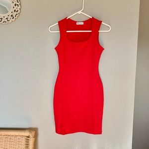 Sleeveless Scoop Neck Red Cocktail Dress